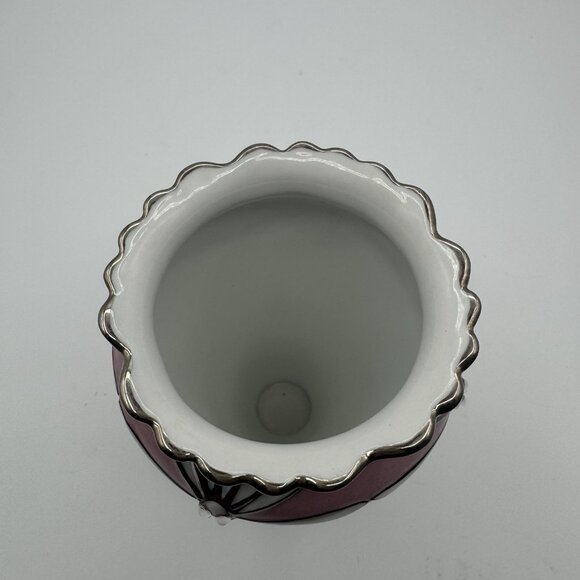 VTG Louis Tiffany Bradford Exchange Glittering Dragonflies Porcelain Vase Pink - Picture 5 of 9